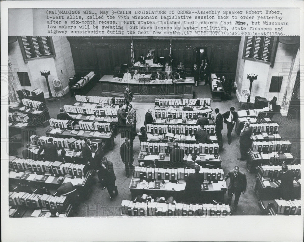 1966 Press Photo Assembly Speaker Robert Huber Called 77th Wisconsin Legislative - Historic Images