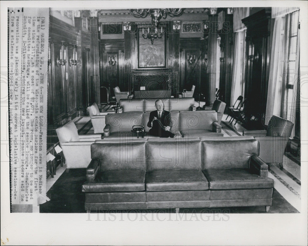 Press Photo Refurnishing Of Wisconsin Senate Parlor 1st Time Since 1917-Schmidt - Historic Images