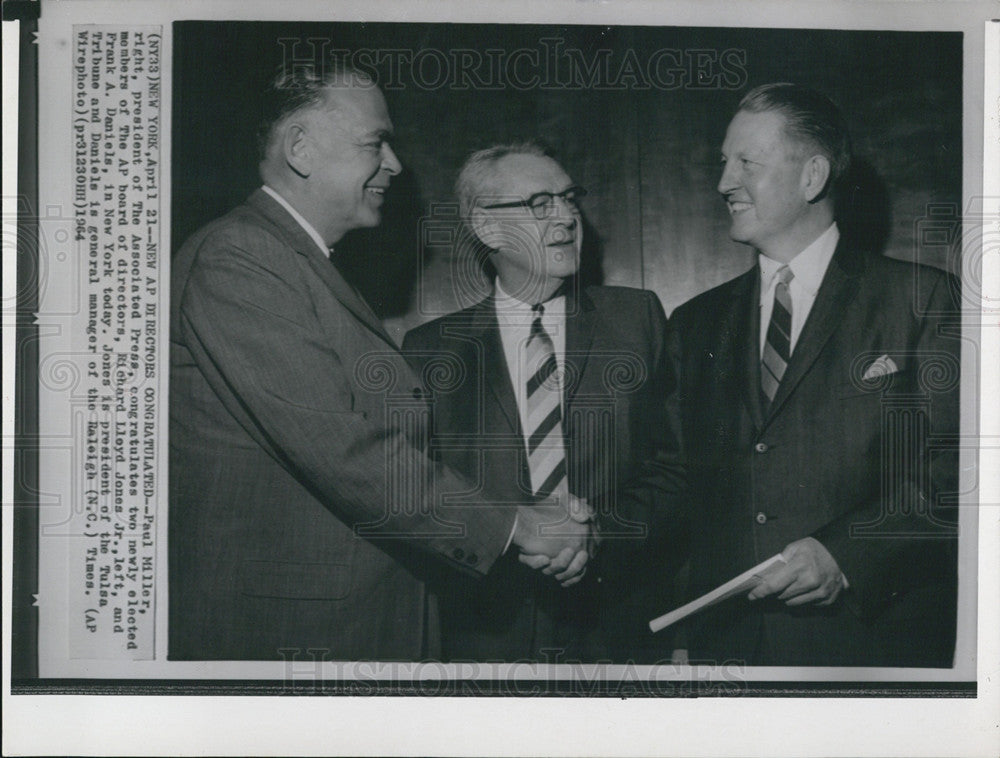 1964 Press Photo Paul Miller, Richard Lloyd Jones Jr, Frank Daniels - Historic Images