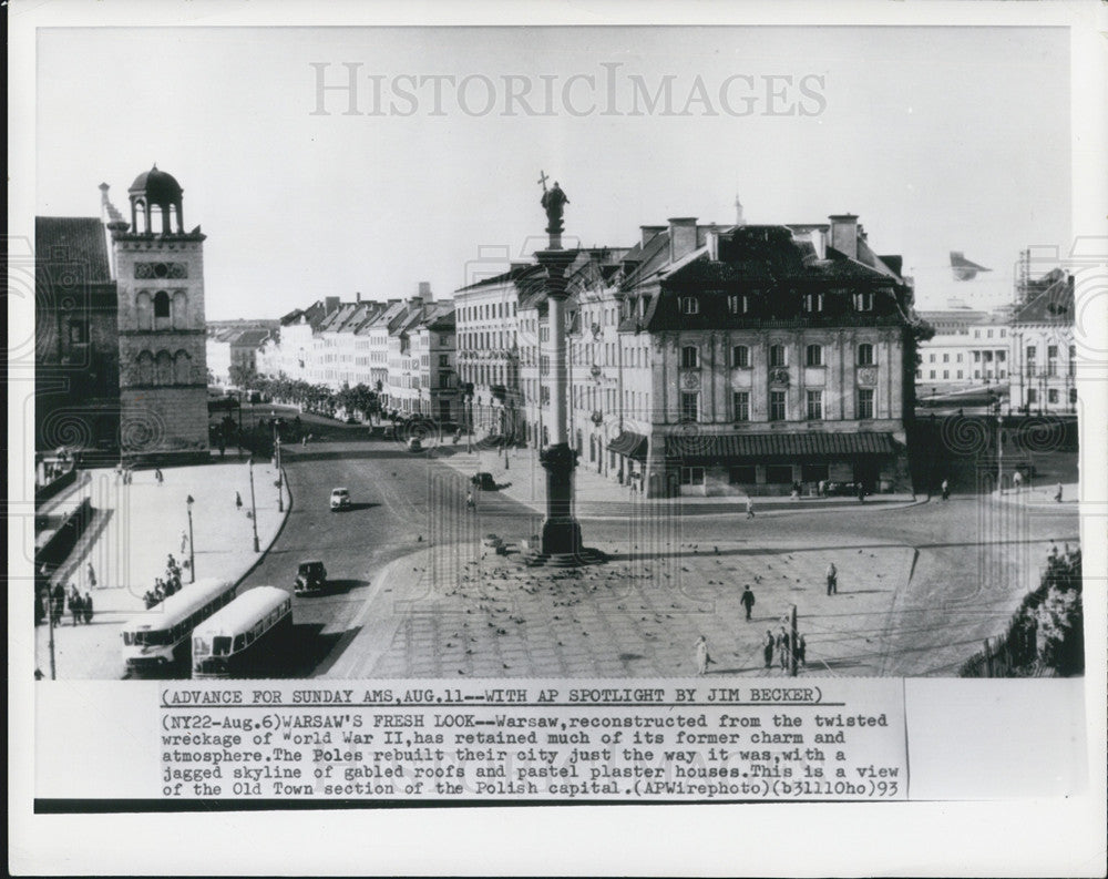 1993 Press Photo Warsaw Reconstructed Wreckage WWII Poland Old Town Capital - Historic Images