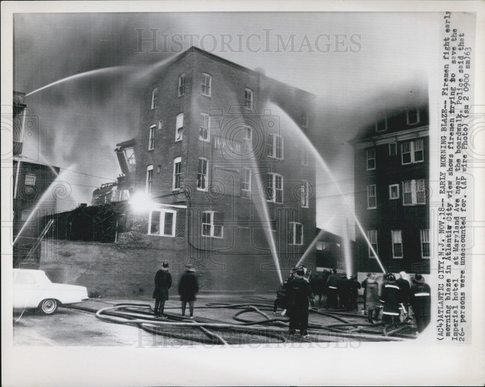 1963 Press Photo Imperial Hotel Fire, Atlantic City - Historic Images