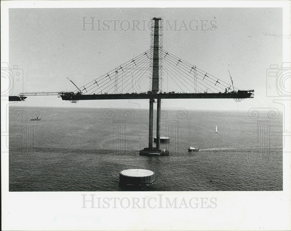 1986 Press Photo Skyway bridge construction in Florida - Historic Images