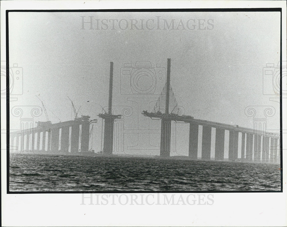 1986 Press Photo Skyway bridge construction in Florida - Historic Images