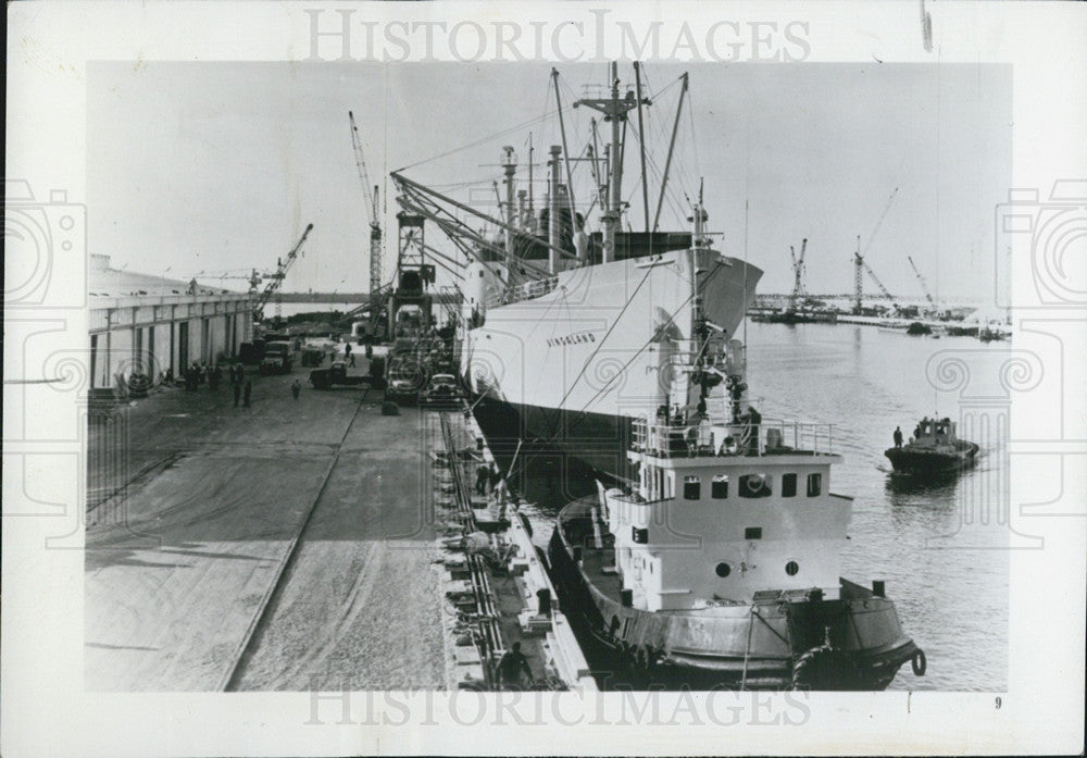 1966 Press Photo Freighter, Mediterranean Port, Ashdad - Historic Images