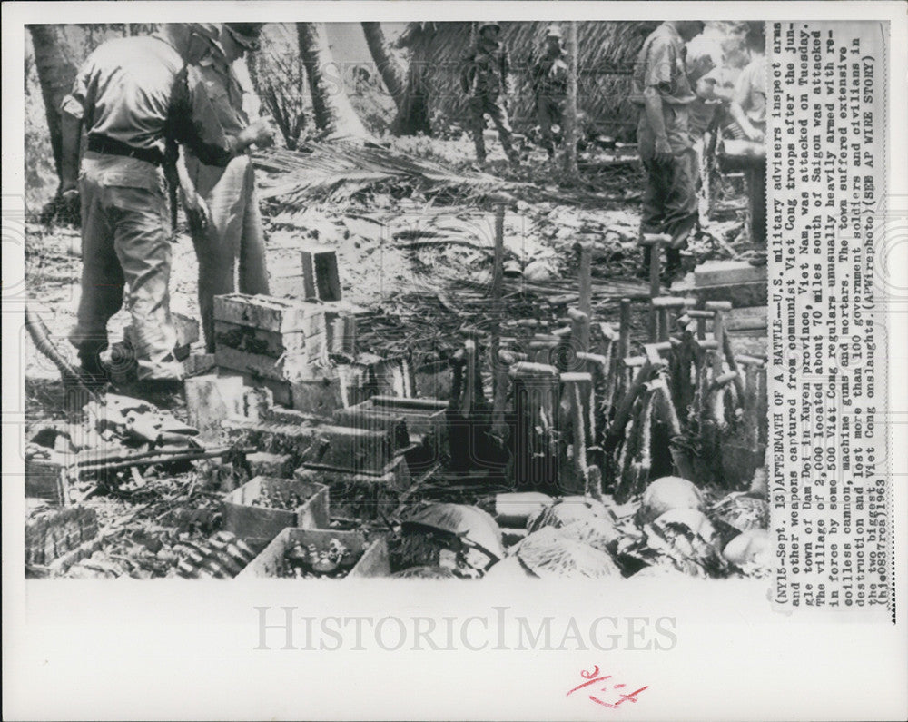 1963 Press Photo Weapons Captured from Viet Cong, Dam Doi, Xuyen - Historic Images