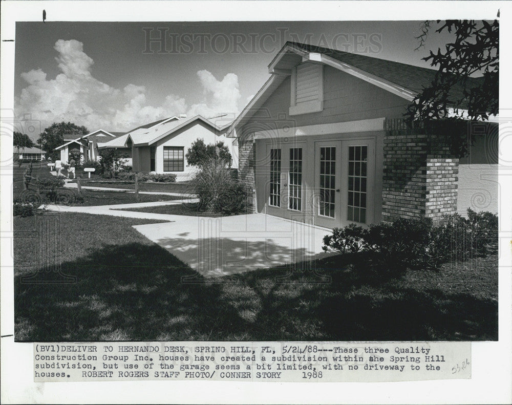 1988 Press Photo Lakeview Estates Subdivision, Spring Hill, Quality Construction - Historic Images