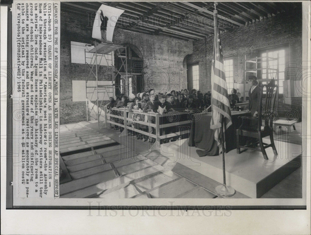 1965 Press Photo Assembly Room, Independence Hall, Philadelphia - Historic Images