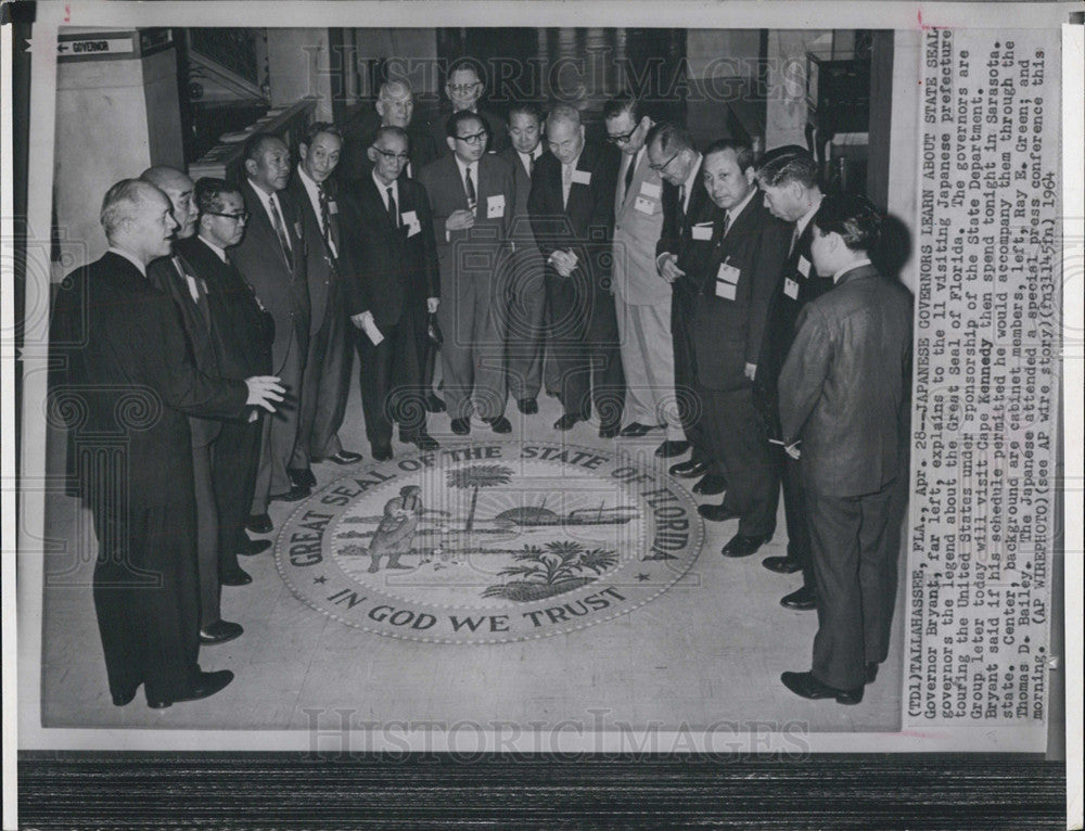 1964 Press Photo Florida Governor Bryant, Visiting Japanese Prefecture Governors - Historic Images