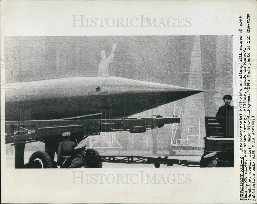 Press Photo Intercontinental Ballistic Missiles Shown During Parade - Historic Images