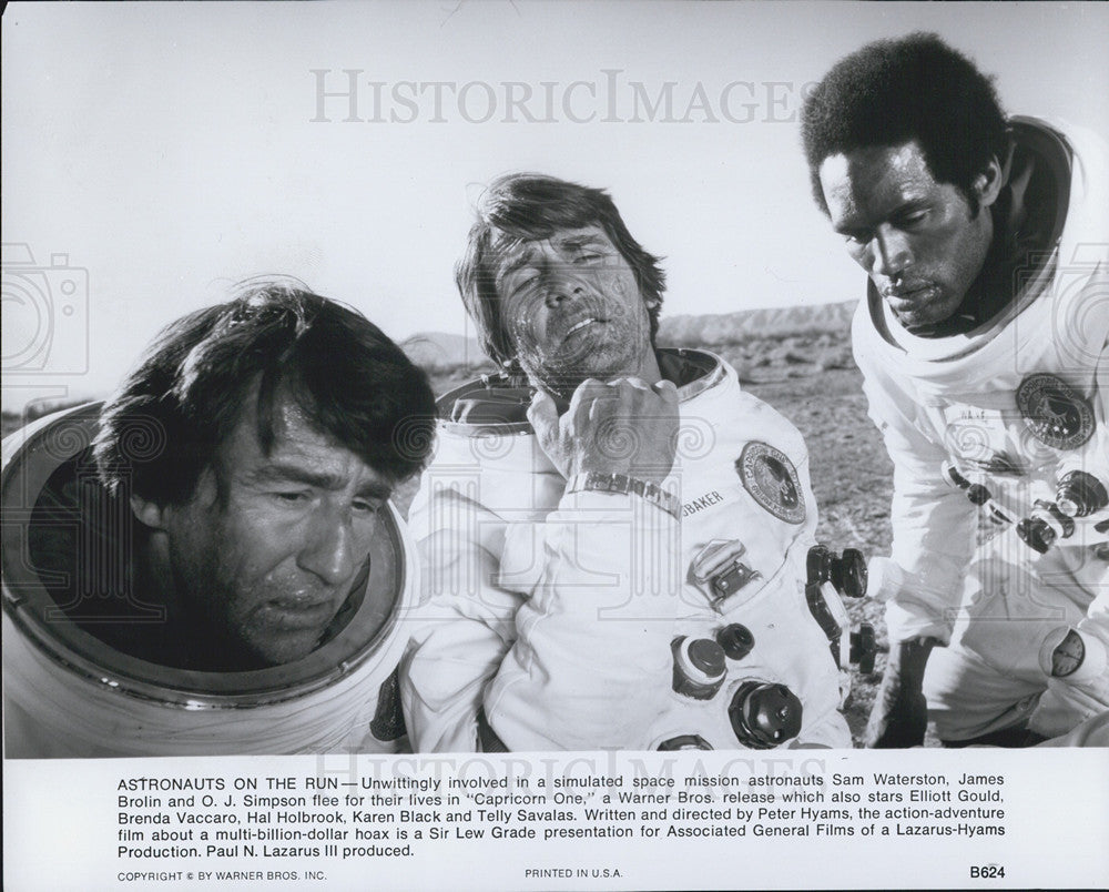 1978 Press Photo Sam Waterston, James Brolin &amp; O.J. Simpson in Capricorn One - Historic Images