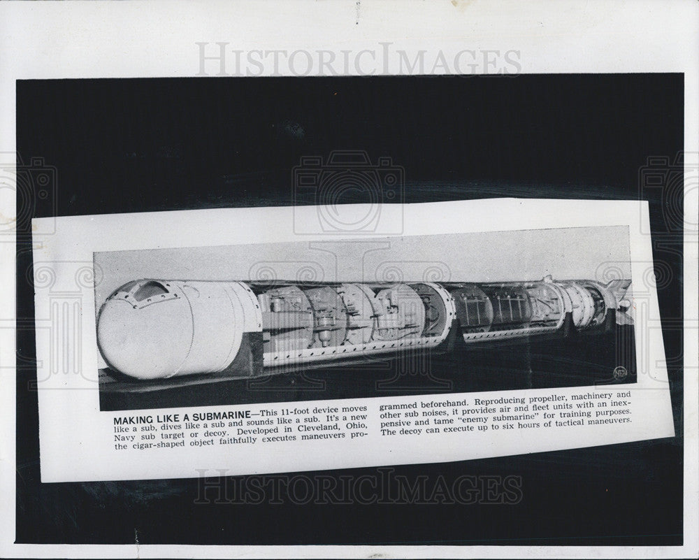 1959 Press Photo Diagram Navy Target Sub Developed Cleveland Ohio - Historic Images