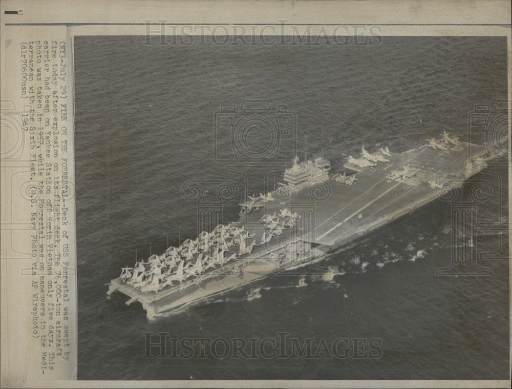 1967 Press Photo USS Forrestal,aircraft carrier - Historic Images