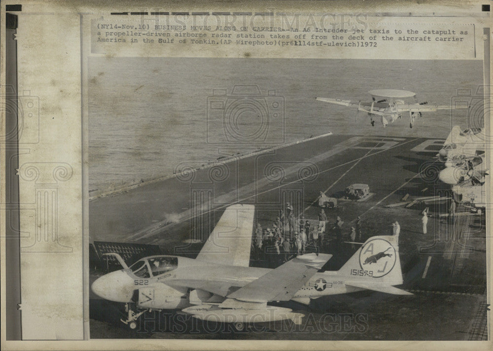 1972 Press Photo Aircraft Carrier America, Gulf of Tonkin - Historic Images