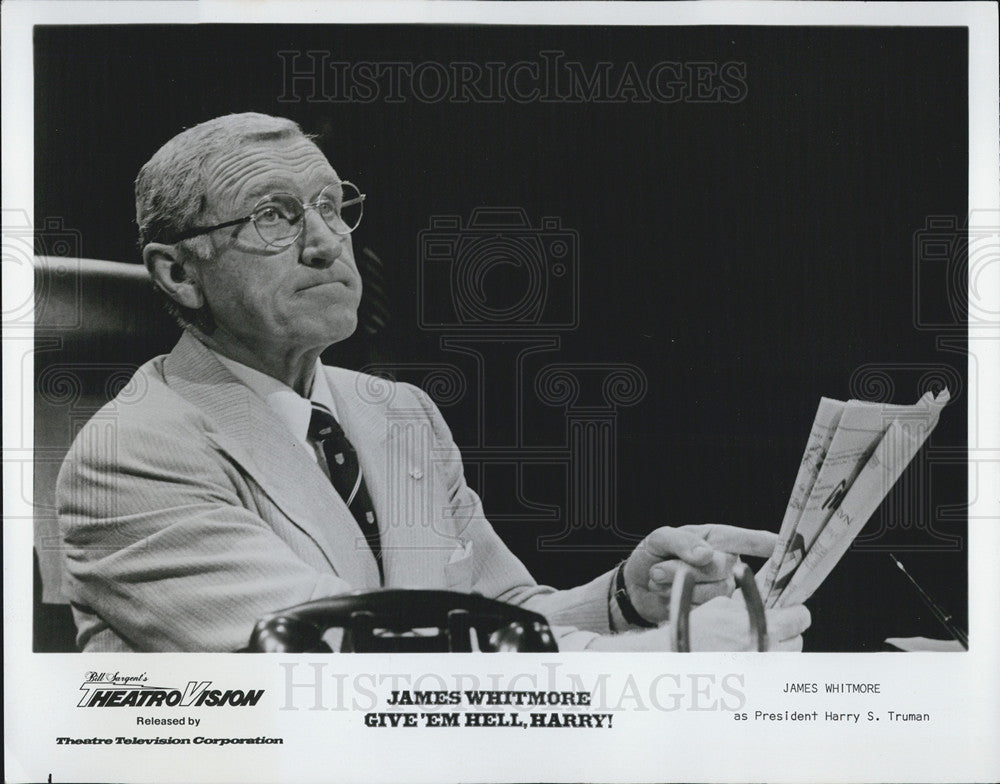 1976 Press Photo James Whitmore, &quot;Give&#39;Em Hell, Harry&quot; - Historic Images