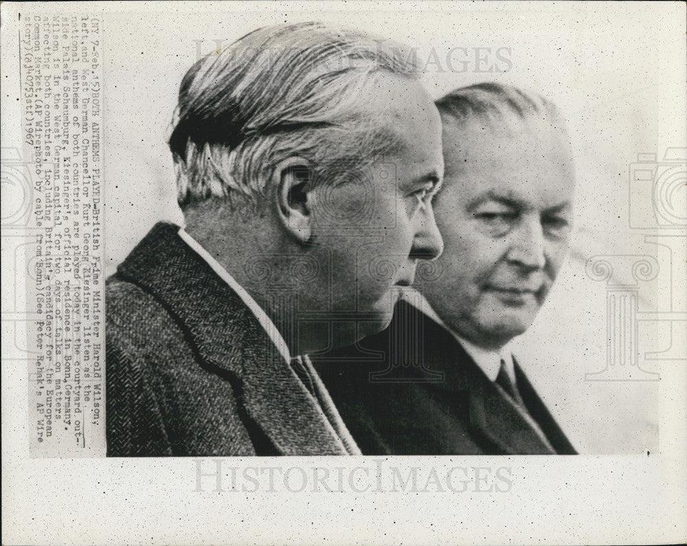 1967 Press Photo British prime Minister Harold wilson w. german chancellor kurt - Historic Images