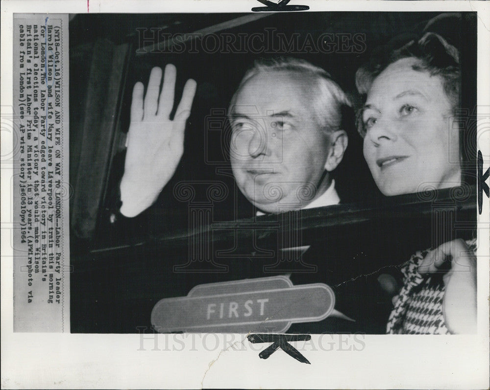 1964 Press Photo Harold Wilson and wife Mary - Historic Images