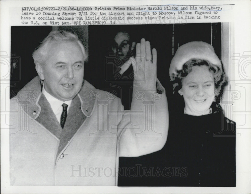 1966 Press Photo Prime Minister Harold wilson and wife Mary - Historic Images