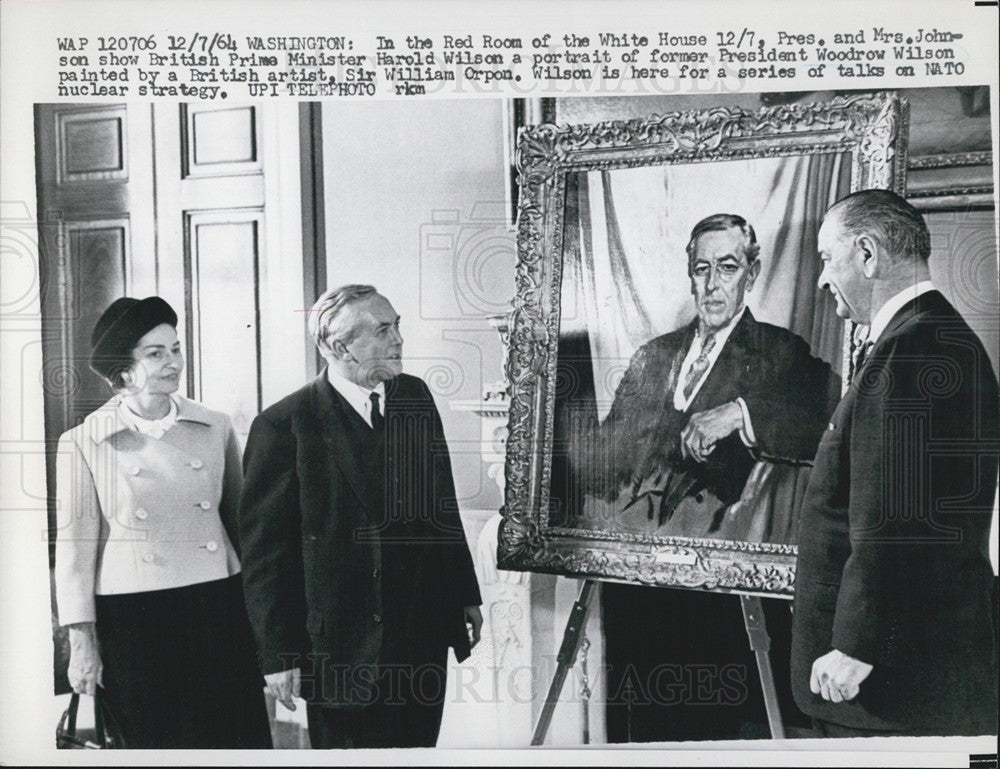 1965 Press Photo President Mrs. Johnson Harold Wilson British Prime Minister - Historic Images