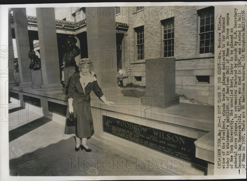 1956 Press Photo Mrs woodrow Wilson Widow of President - Historic Images