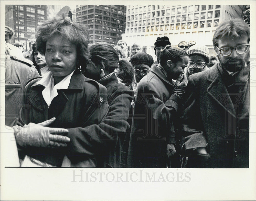 1987 Press Photo Daley Plaza, Funeral, Mayor Harold Washington - Historic Images