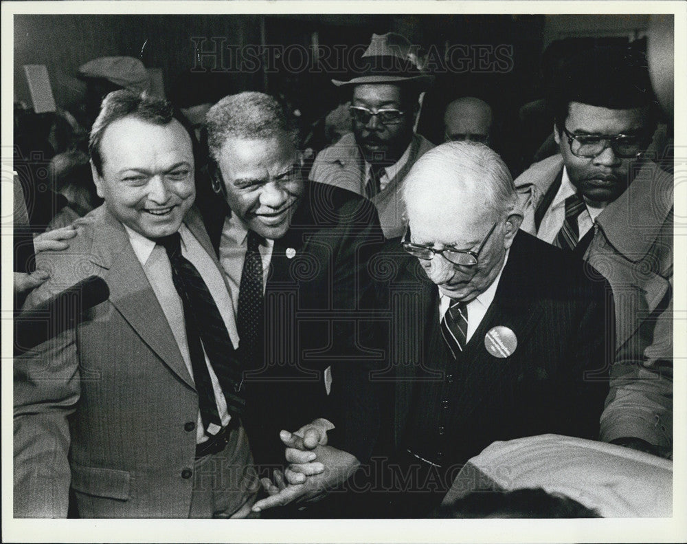 1983 Press Photo Mayor Harold Washington, Congressman Claude Pepper - Historic Images