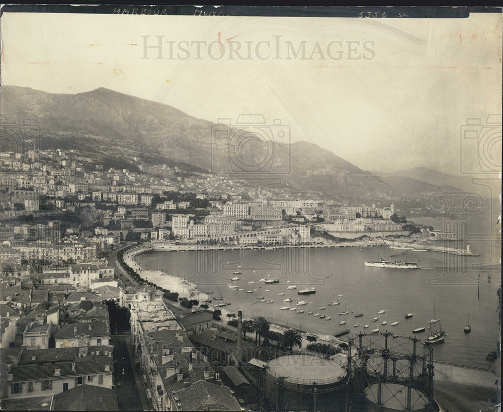 1958 Press Photo Aerial View Monaco Palace Harbor - Historic Images