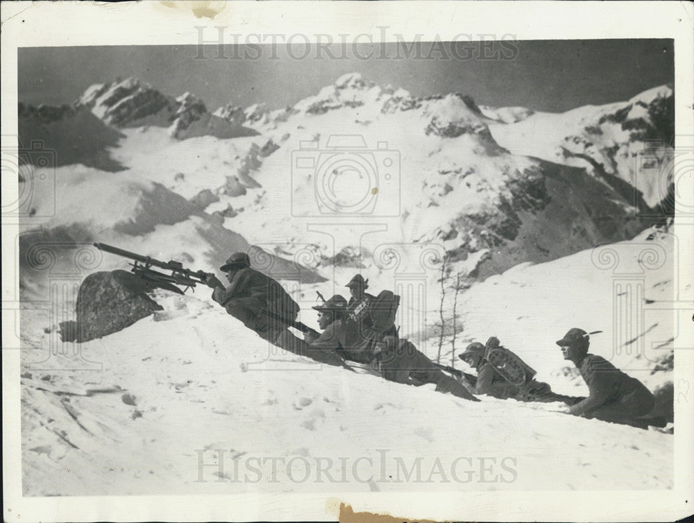 1934 Press Photo Outpost Of Italian Outpost Troops High Alps Manoeuvres - Historic Images