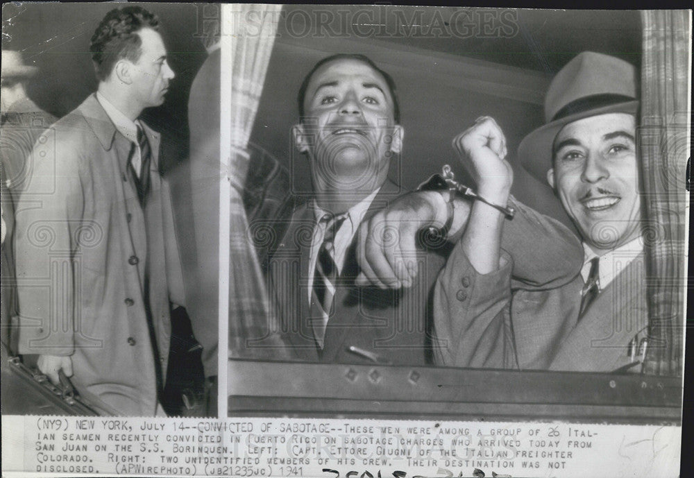 1941 Press Photo Italian Seamen, Sabotage Charges - Historic Images