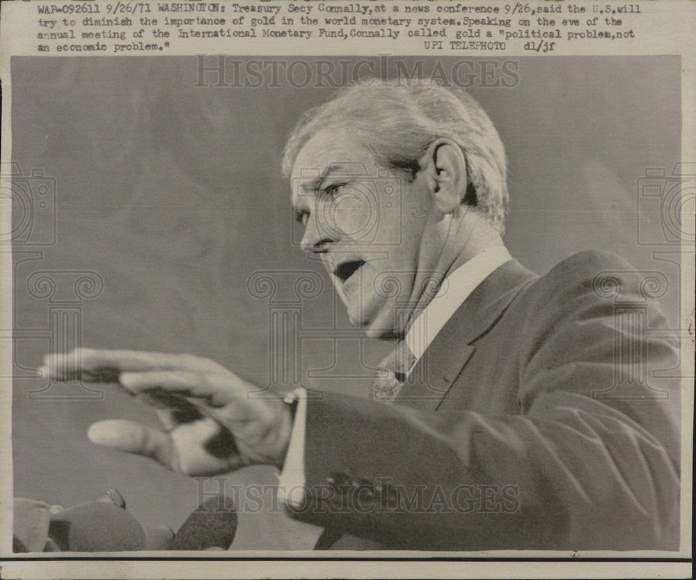 1971 Press Photo Treasury Secretary Connally News Conference Gold Washington - Historic Images