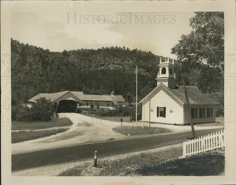 Press Photo Stark Church, Covered Bridge - Historic Images