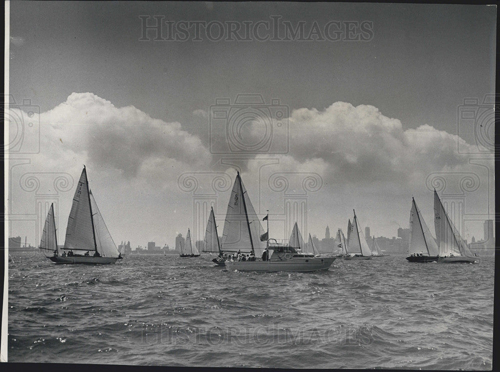 1962 Press Photo Mackinac Race, Sail Boats, Monroe Harbor - Historic Images