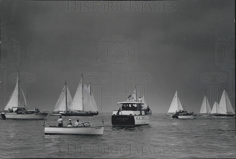 1957 Press Photo A Class Boats, Mackinac Race - Historic Images