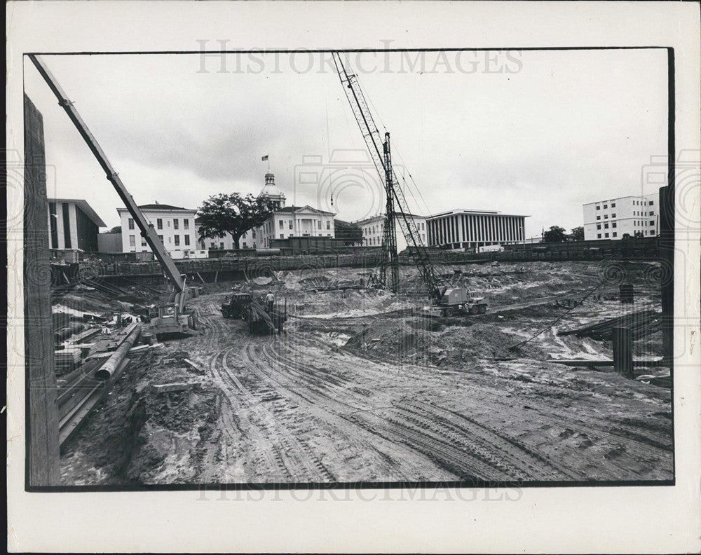 1974 Press Photo Florida Capitol Building Construction Site Cranes - Historic Images