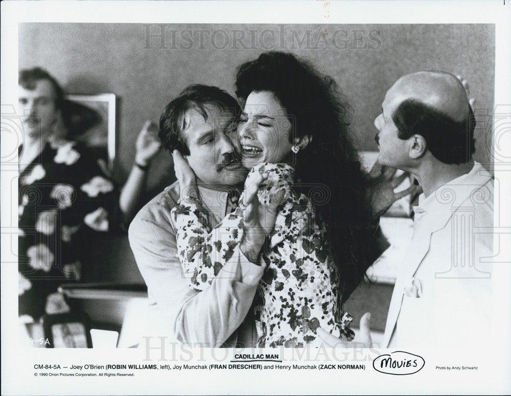 1990 Press Photo Cadillac Man Film Robin Williams Fran Drescher Zack Norman - Historic Images