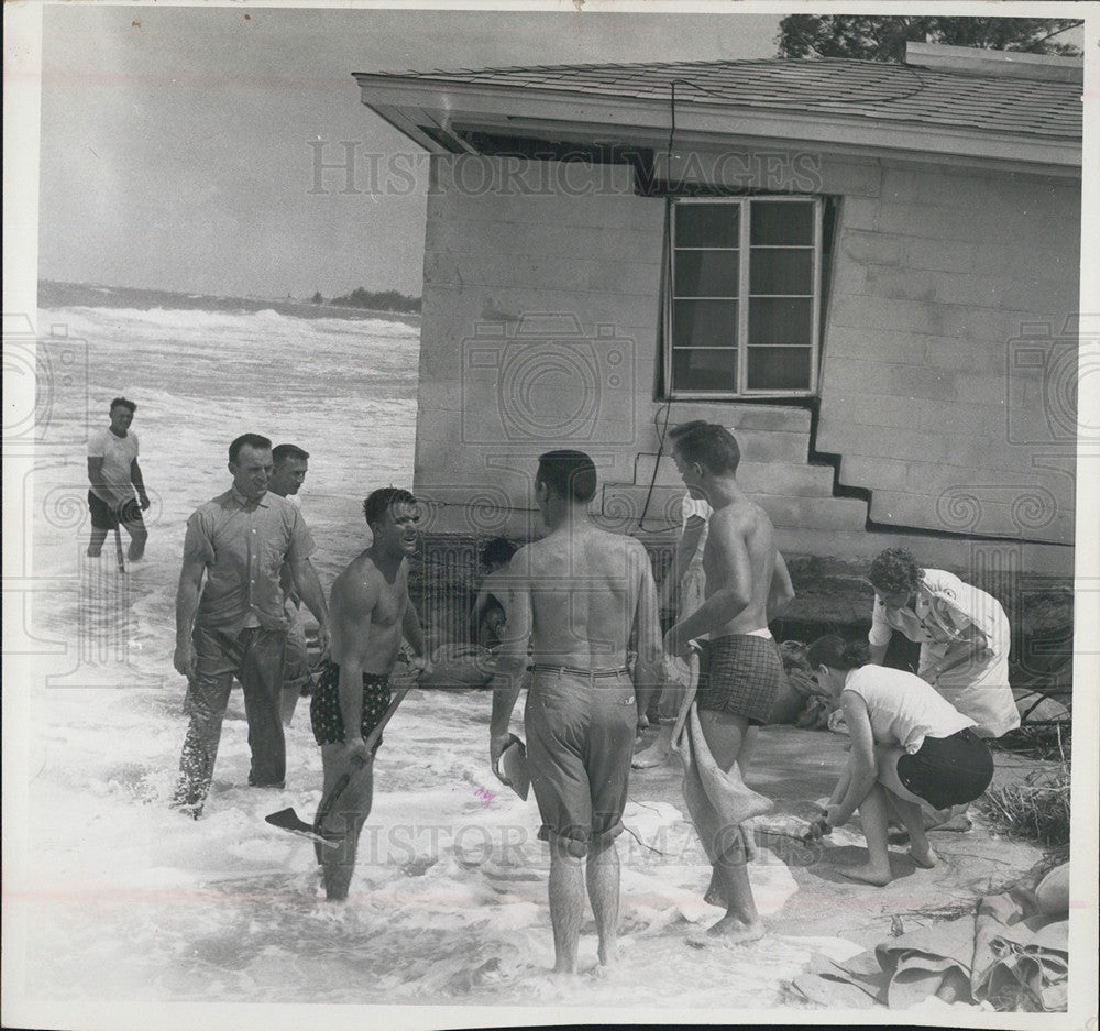 1957 Press Photo Students Boca Ciega High School Sandbag Raybuck Cottages High - Historic Images