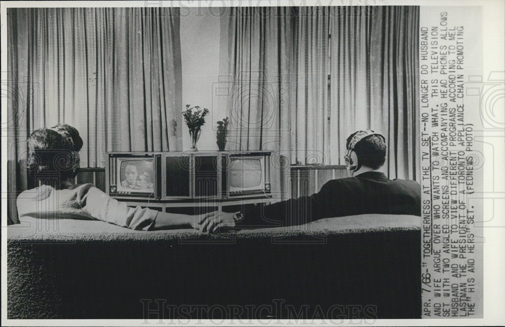 1966 Press Photo Television, Dual, Angled Screens - Historic Images