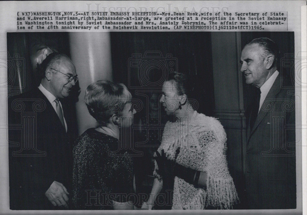 1965 Press Photo Soviet Embassy Reception in Washington - Historic Images