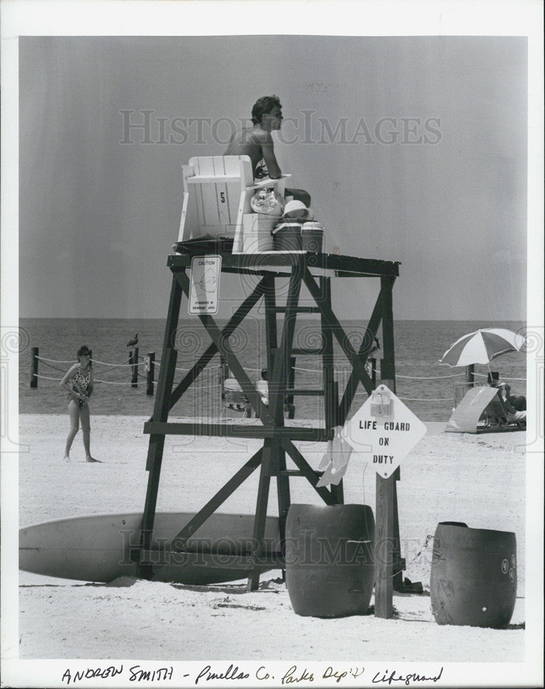 1989 Press Photo Andrew Smith Lifegaurd Redington Beach - Historic Images
