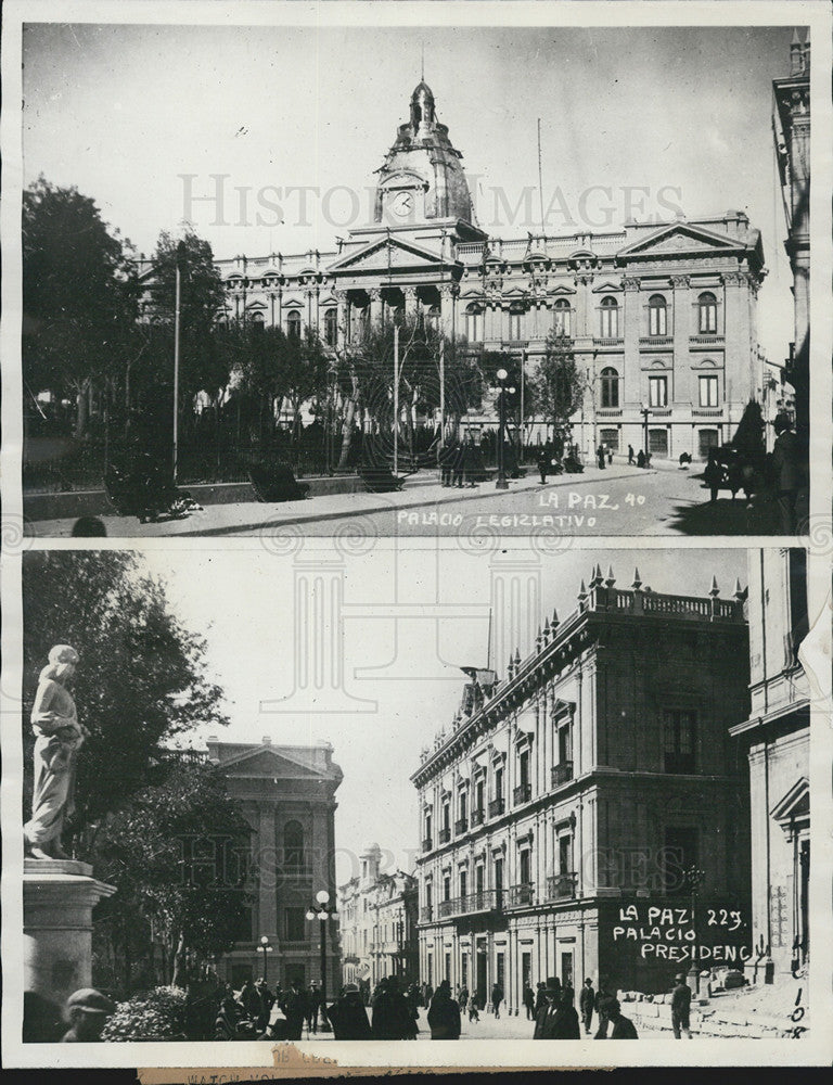 1928 Press Photo Legislative Palace (top) &amp; President&#39;s Palace in La Paz Bolivia - Historic Images