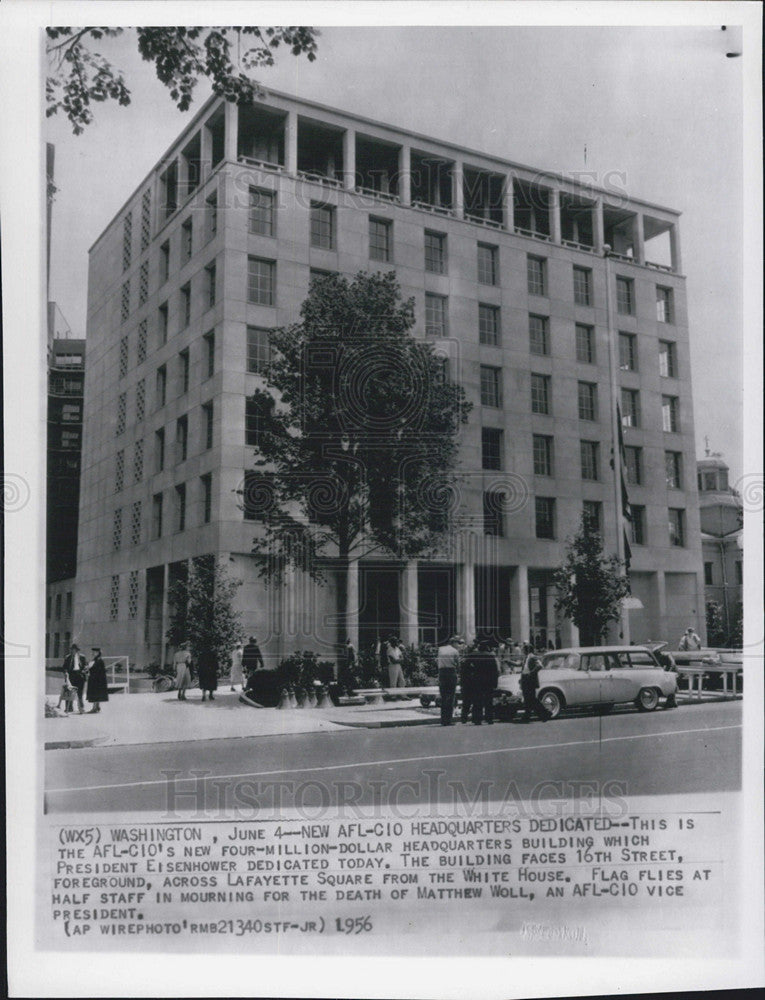 1956 Press Photo AFL-CIO&#39;s New Building Dedicated by Pres Eisenhower - Historic Images