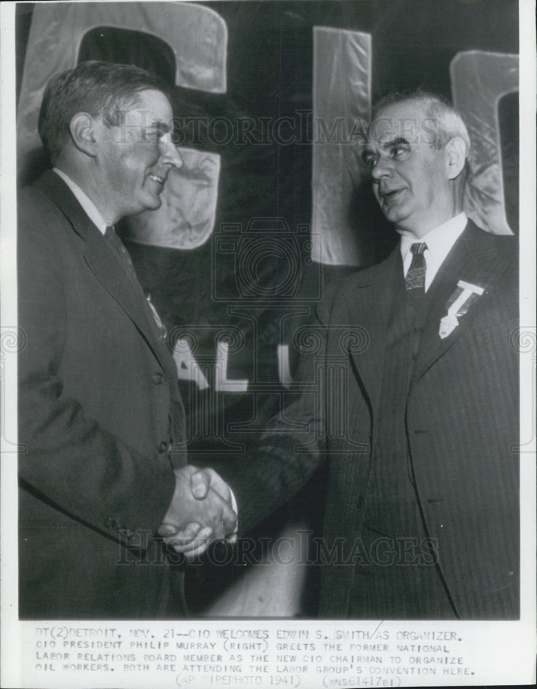 1941 Press Photo CIO President Philip Murray &amp; Edwin Smith CIO Chairman - Historic Images