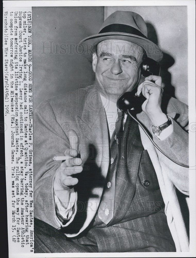 1956 Press Photo Charles P. Grimes attorney Wes Santee Amateur Athletics Union - Historic Images