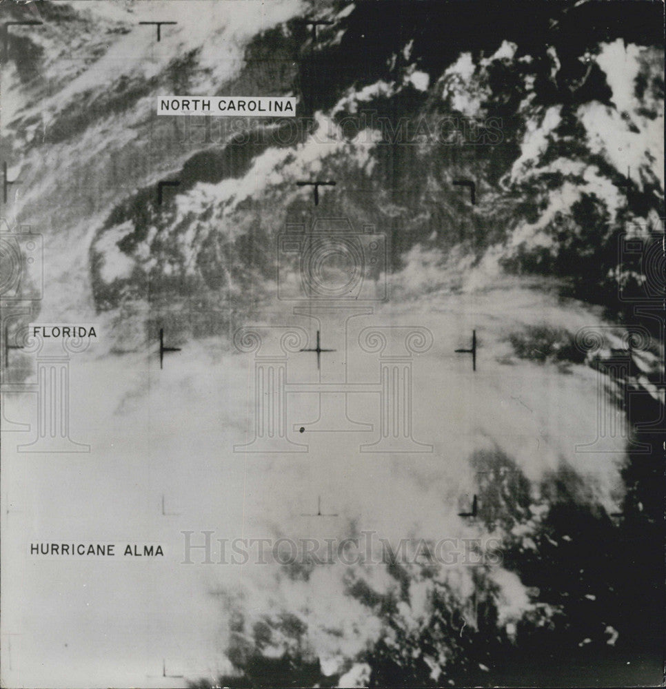 1967 Press Photo Nimbus II Weather Satellite Track Hurricane Alma - Historic Images