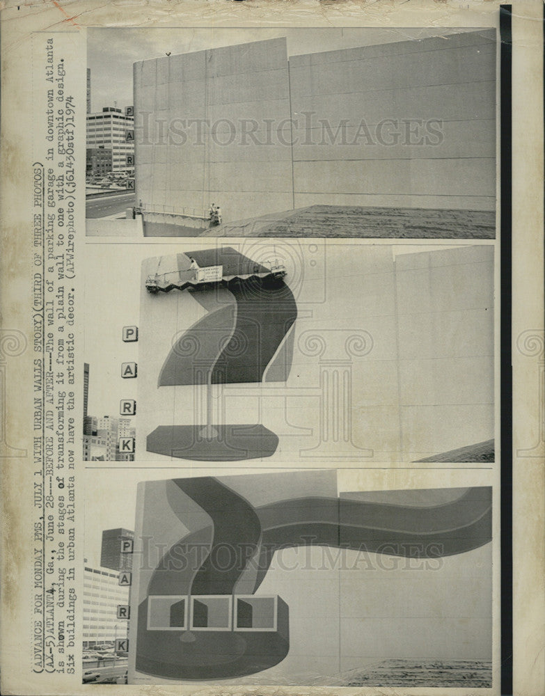 1974 Press Photo Atlanta Parking Garage Progression Photos - Historic Images