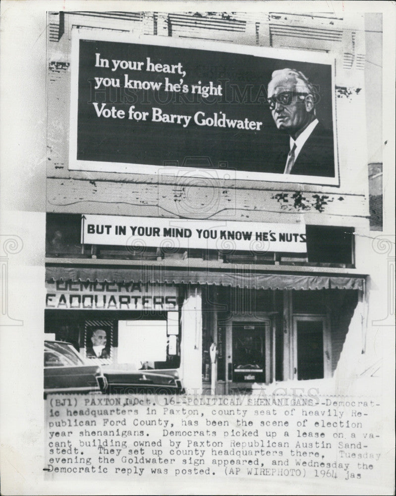 1964 Press Photo Goldwater Headquarters in Paxton - Historic Images