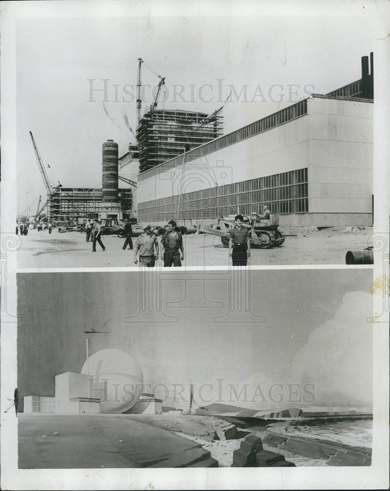 1957 Press Photo Calder Hall, Britain&#39;s first atomic power station - Historic Images