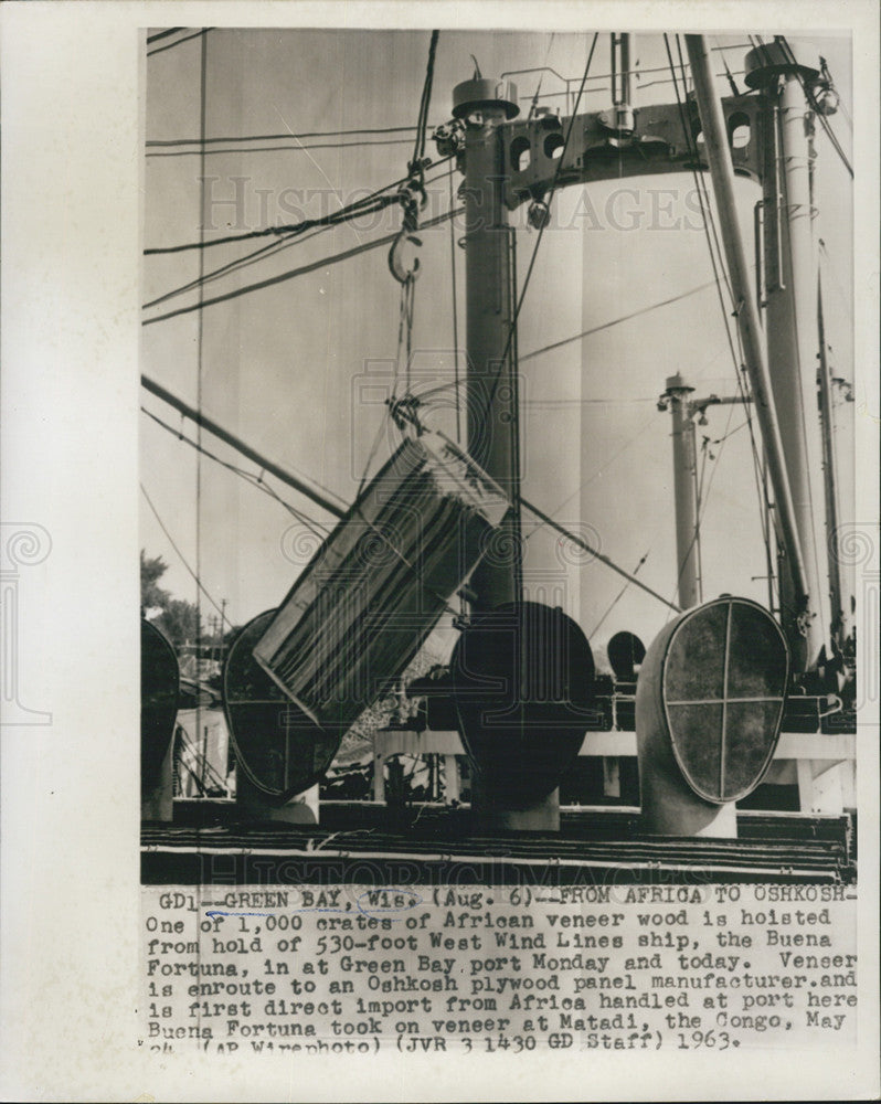 1963 Press Photo African Veneer Ship Sails From Africa To Oshkosh - Historic Images