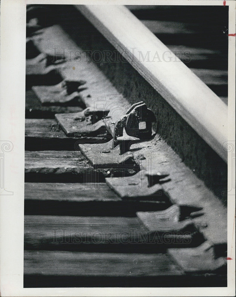 1972 Press Photo Pinellas COunty Seaboard Coast Line Railroad Tracks Up Close - Historic Images