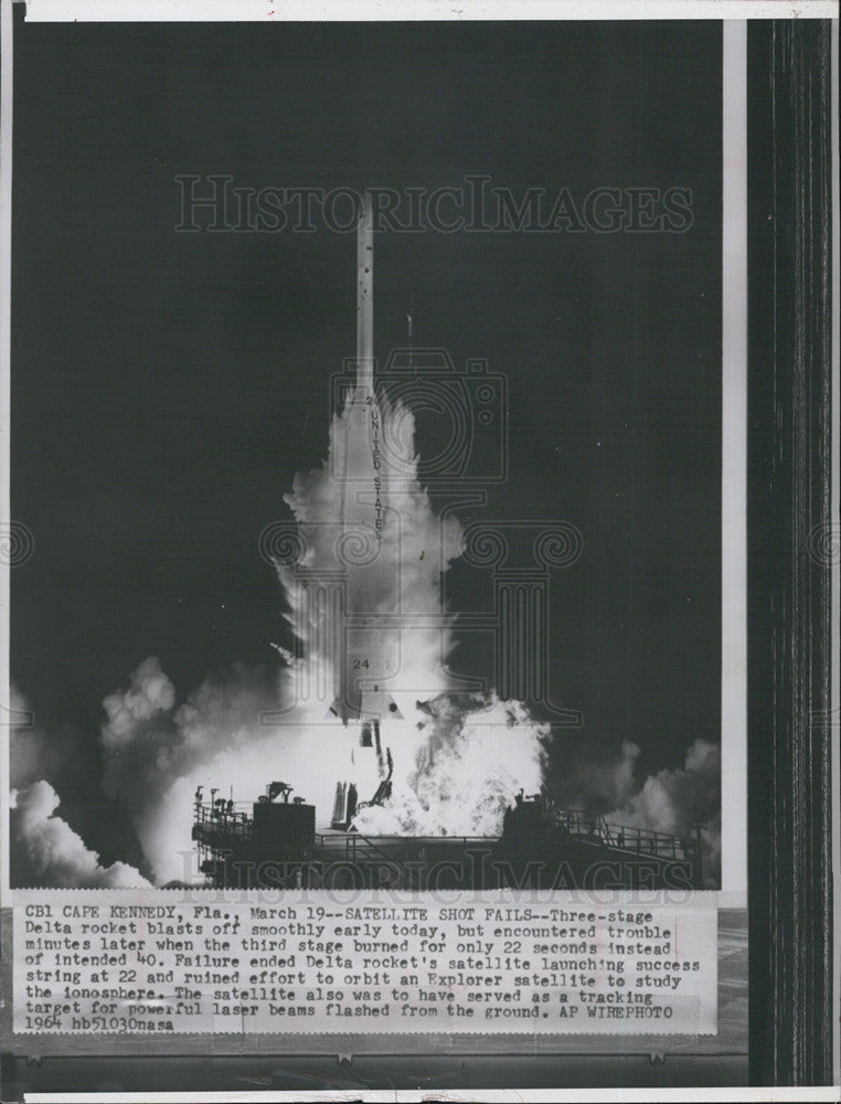 1964 Press Photo delta rocket blast off - Historic Images