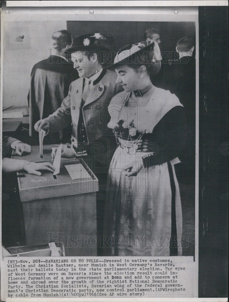 1966 Press Photo Wilhelm Amalie Houtzer Cast Ballots in Parliamentary election - Historic Images